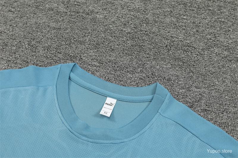 24/25 Olympique Marseille Blue Short Sleeve Jersey+Shorts  1:1 Thai quality