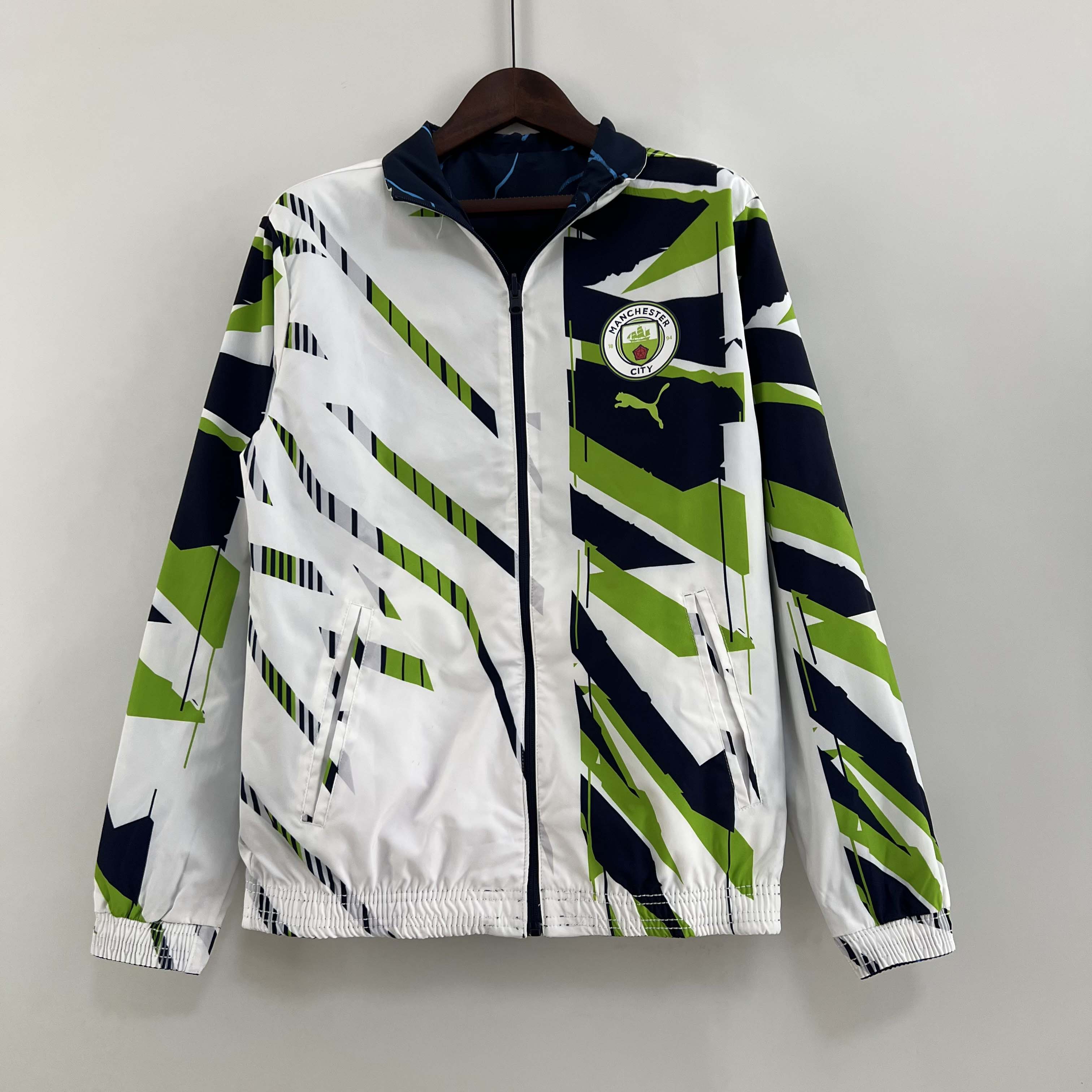 2023/2024 MCFC Reversible Windbreaker Navy blue Soccer Jersey 1:1 Thai Quality