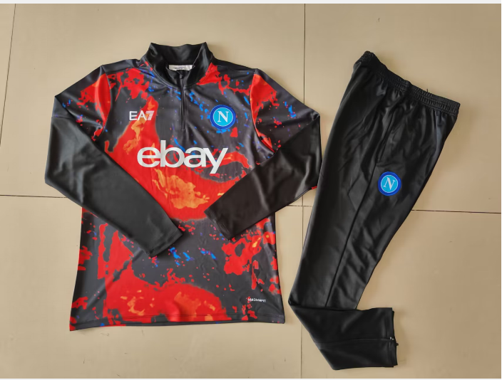 24/25 Napoli red and black print half-zip training suit 1:1 Thai quality