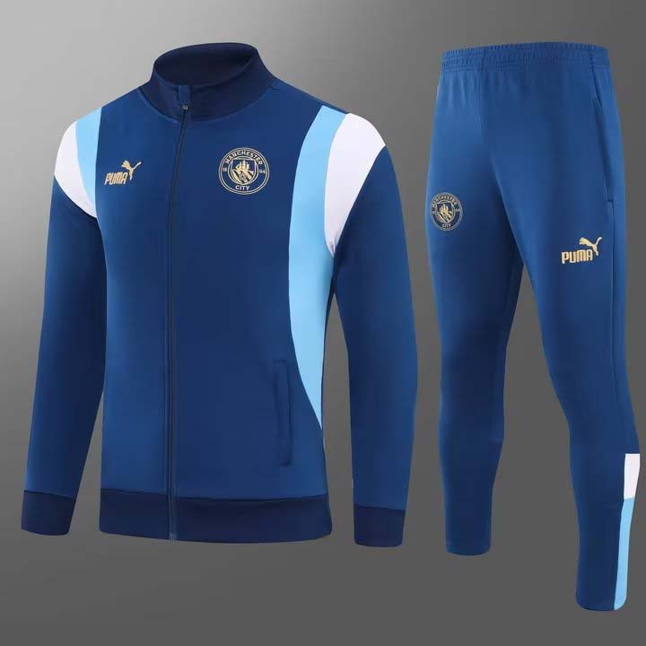 2023/2024 MCFC Long Zipped Jacket Dark blue Football Shirt Set