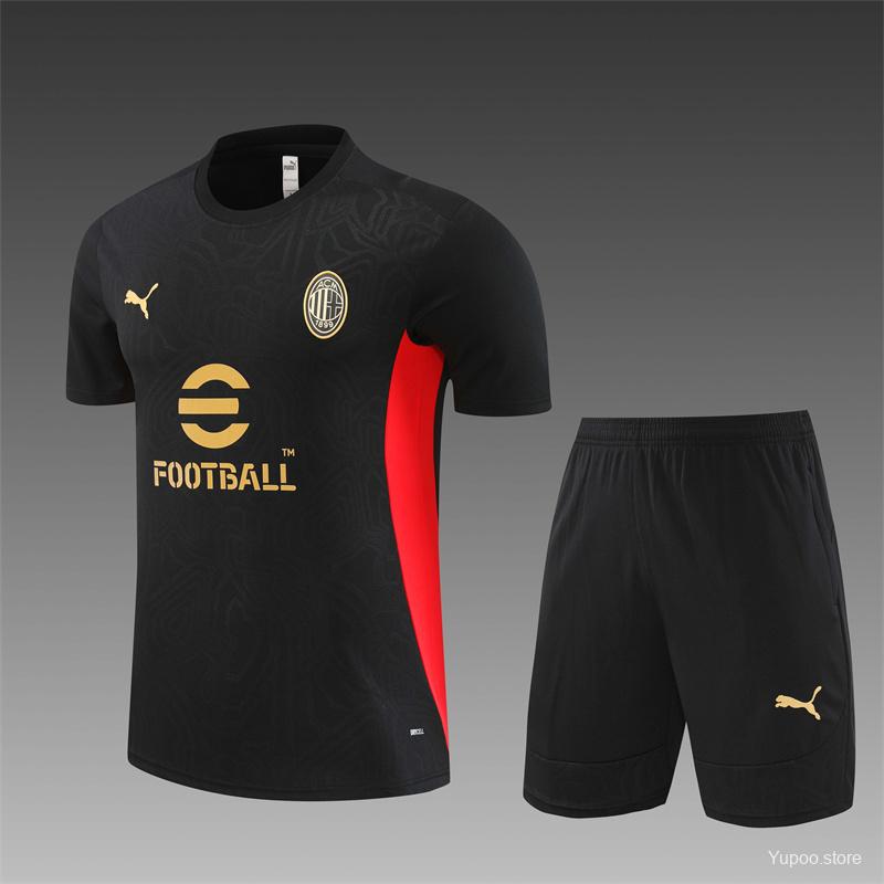 24/25 AC Milan Black Short Sleeve Jersey+Shorts 1:1 Thai quality