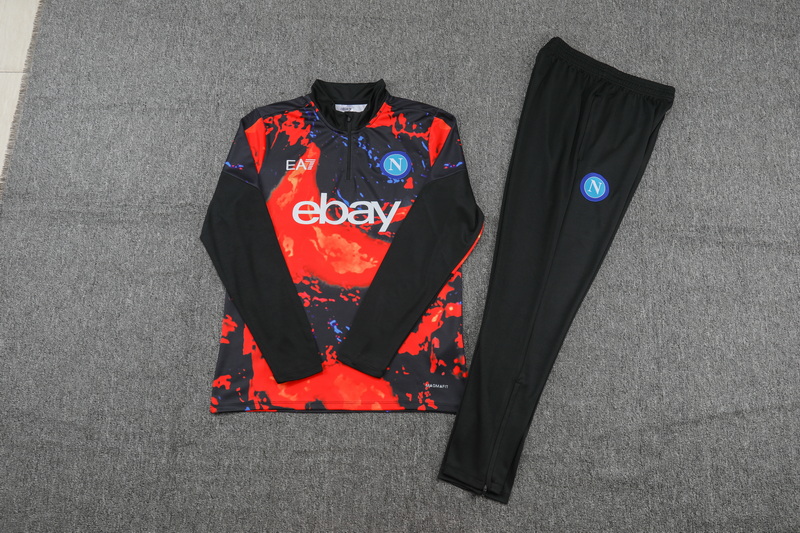 24/25 Napoli red and black print half-zip training suit 1:1 Thai quality