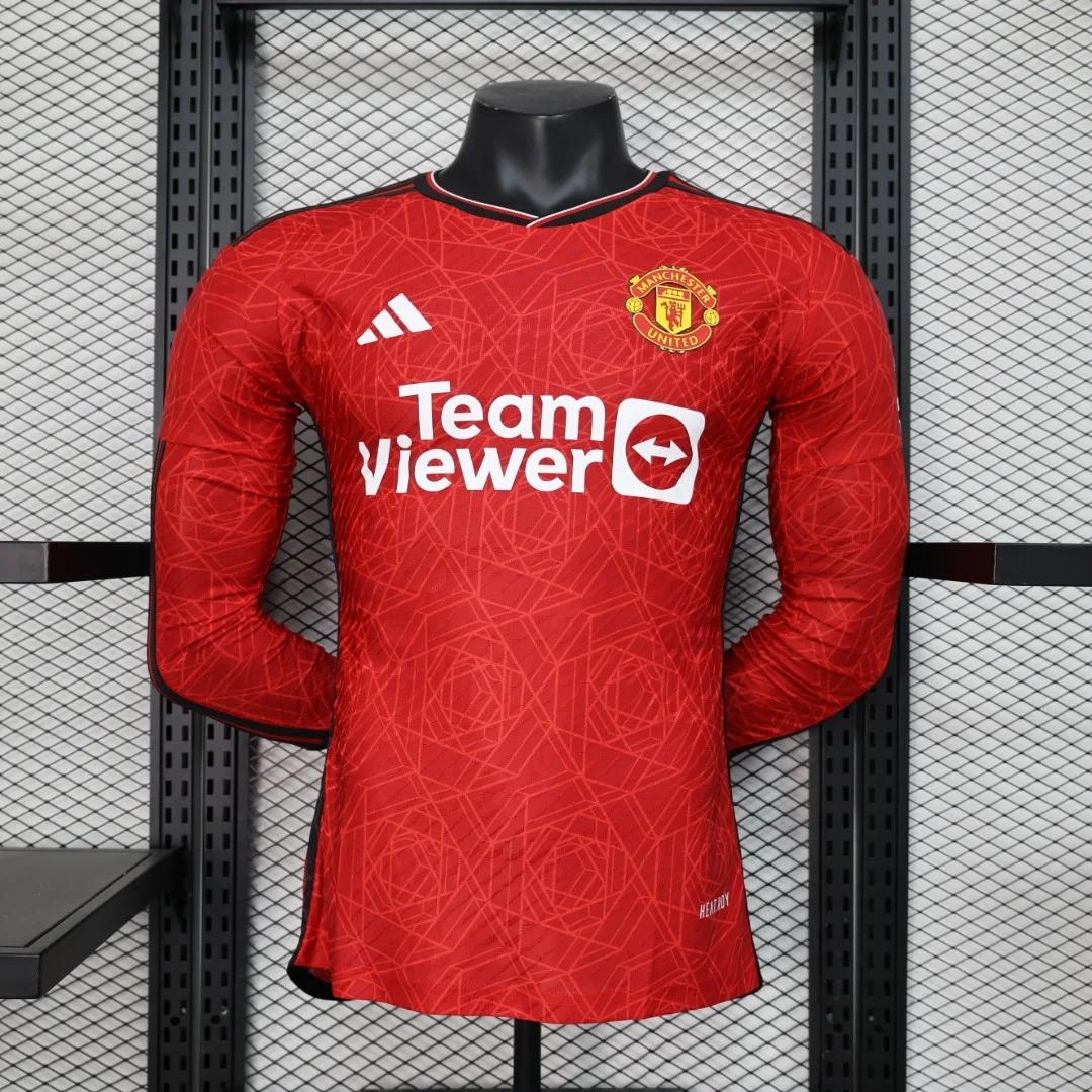 2023/2024 Long Sleeve Player Version Man Utd Home Football Shirt 1:1 Thai Quality