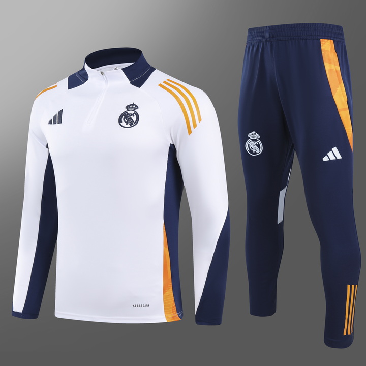 24/25 Real Madrid white half-zip training suit 1:1 Thai quality
