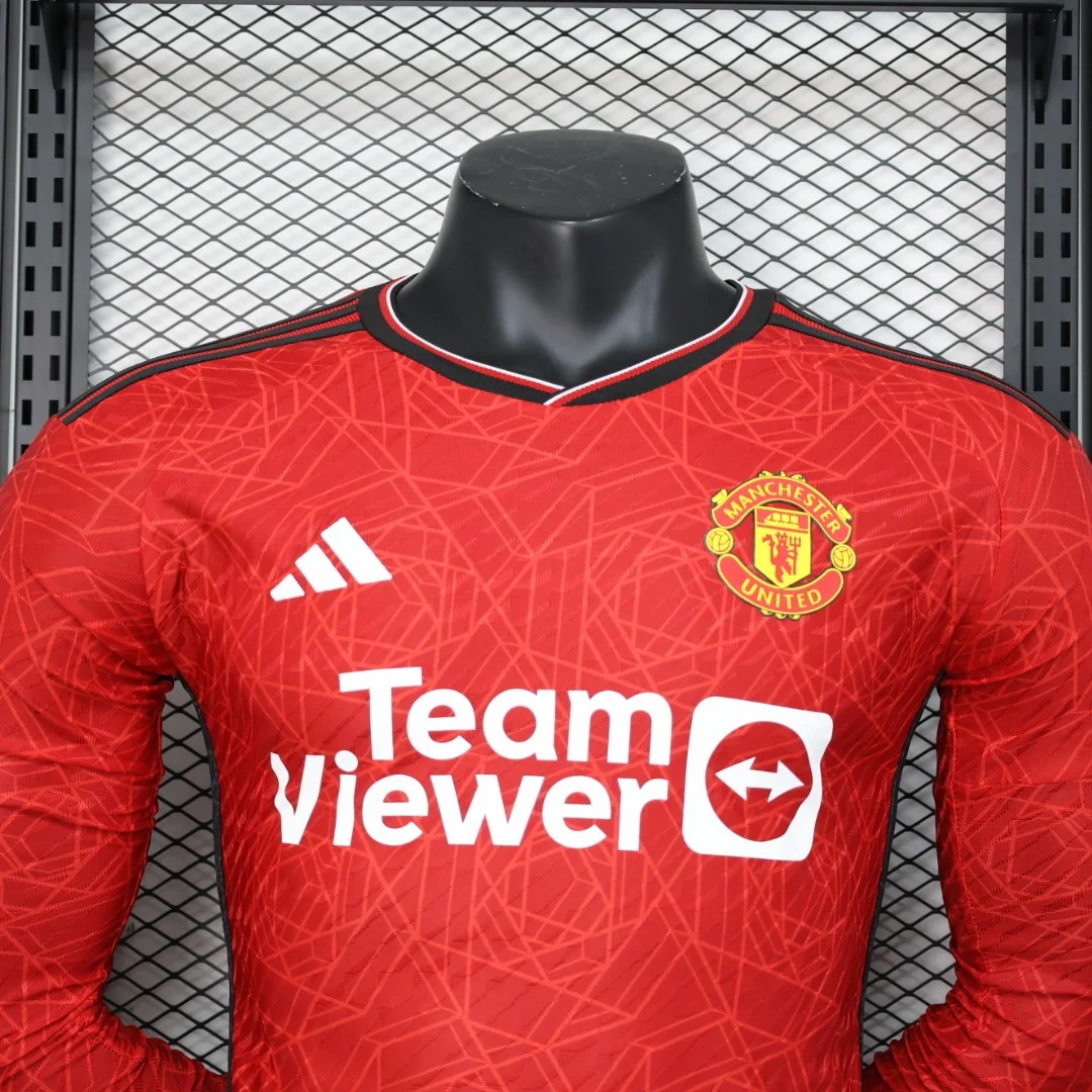 2023/2024 Long Sleeve Player Version Man Utd Home Football Shirt 1:1 Thai Quality