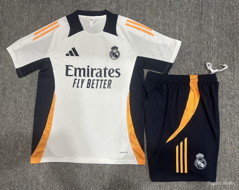 24/25 Kids Real Madrid White Short Sleeve Jersey+Shorts 1:1 Thai quality