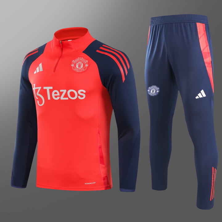 24/25 Manchester United red half-zip training suit 1:1 Thai quality