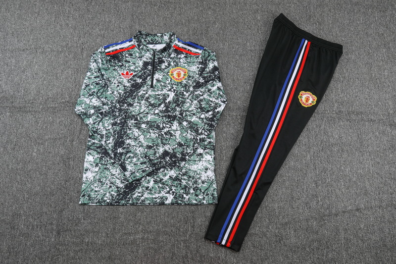 24/25 Manchester United green half-print training suit 1:1 Thai quality