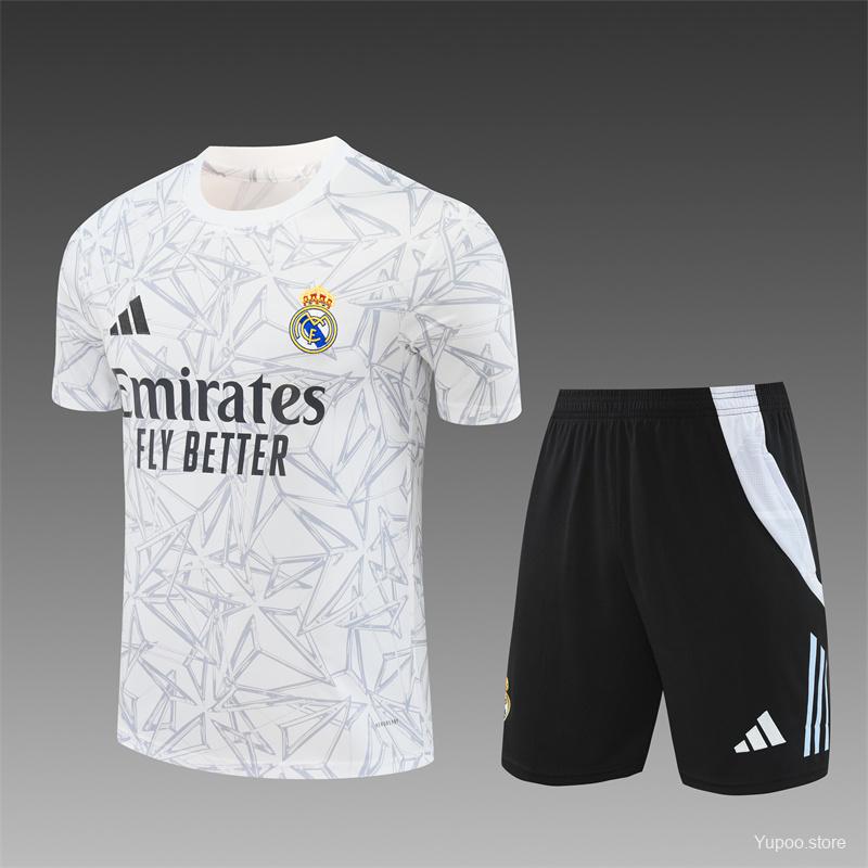 24/25 Real Madrid White Special Short Sleeve Jersey+Shorts  1:1 Thai quality