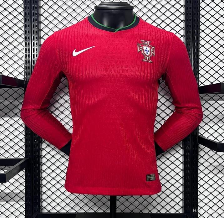 Player Version 2024 Portugal Home Long Sleeve Jersey 1:1 Thai Quality