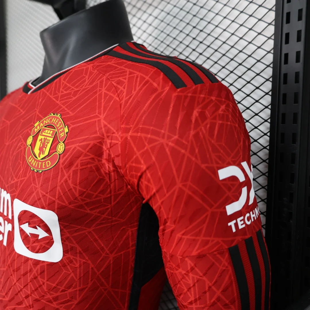 2023/2024 Long Sleeve Player Version Man Utd Home Football Shirt 1:1 Thai Quality