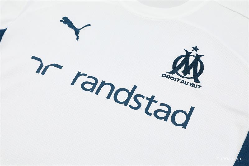 24/25 Olympique Marseille White Short Sleeve Jersey+Shorts  1:1 Thai quality