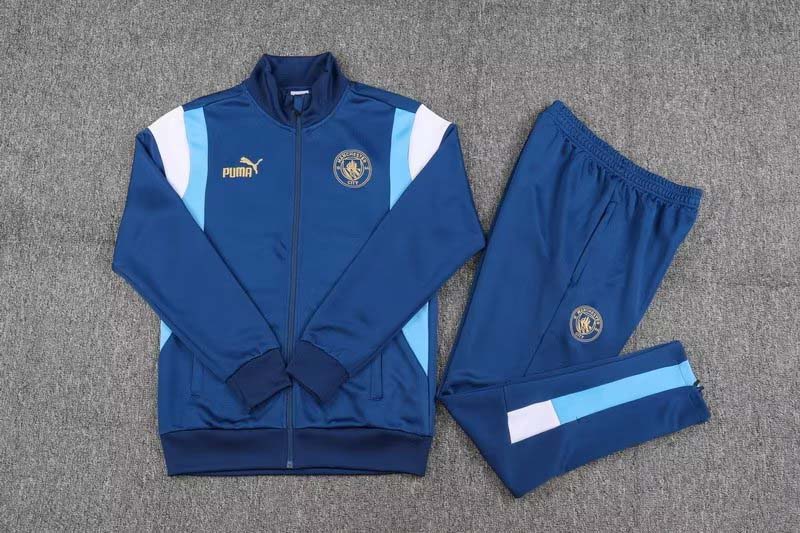 2023/2024 MCFC Long Zipped Jacket Dark blue Football Shirt Set