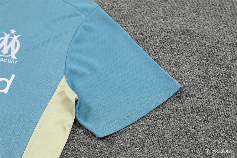 24/25 Olympique Marseille Blue Short Sleeve Jersey+Shorts  1:1 Thai quality