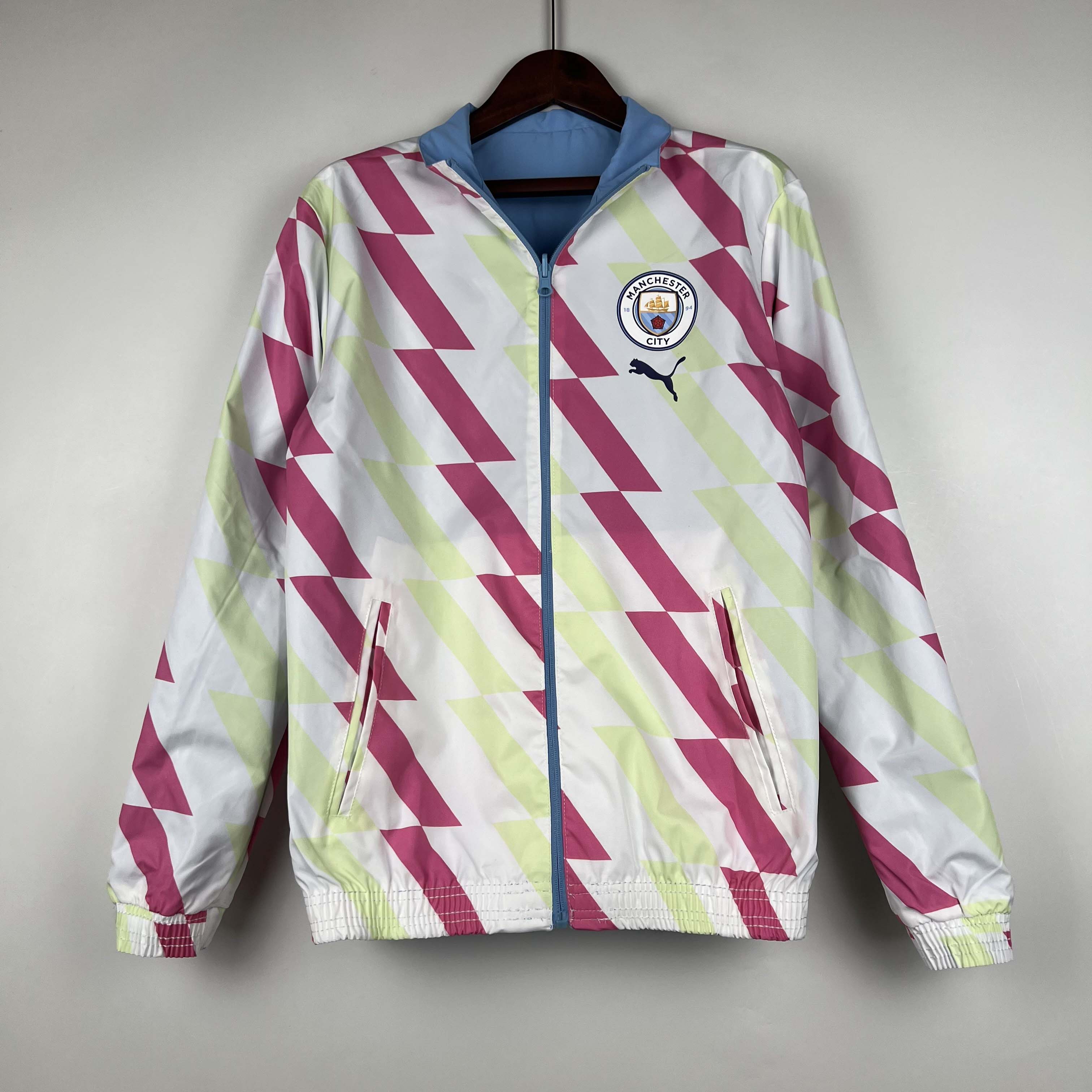 2023/2024 MCFC Reversible Windbreaker Blue Soccer Jersey 1:1 Thai Quality