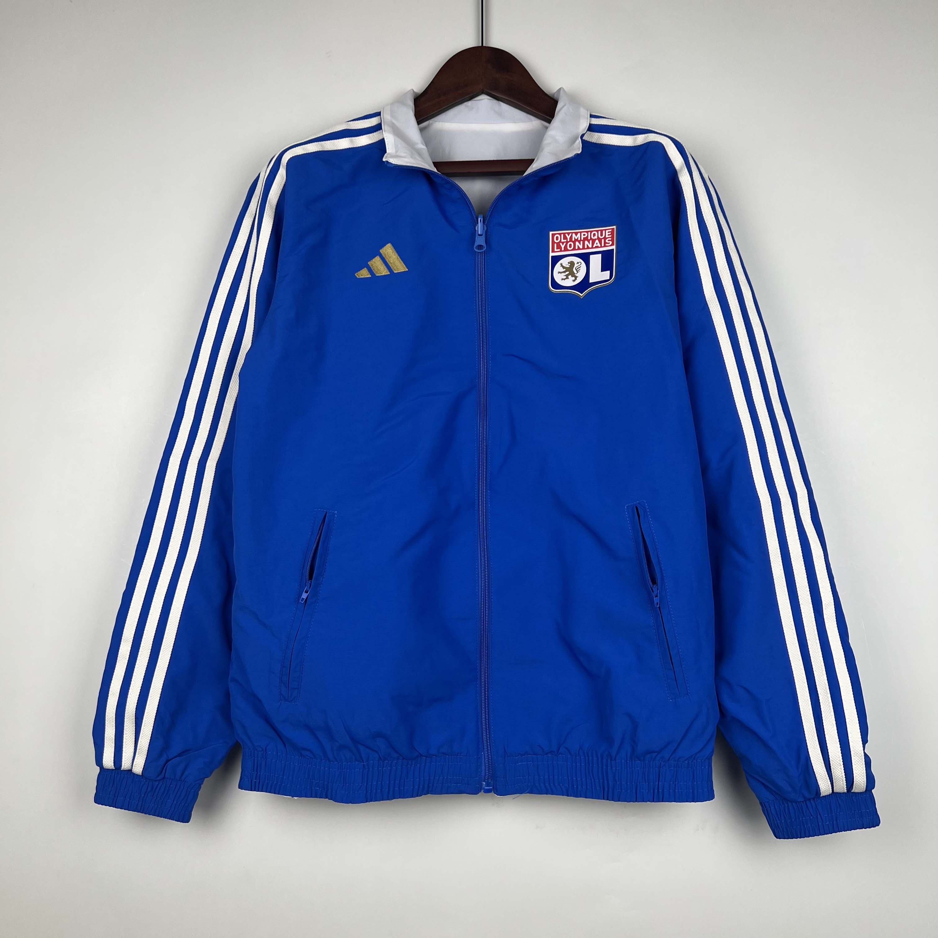 2023/2024 Lyon Reversible WindbreakerBlue-whiteSoccer Jersey 1:1 Thai Quality