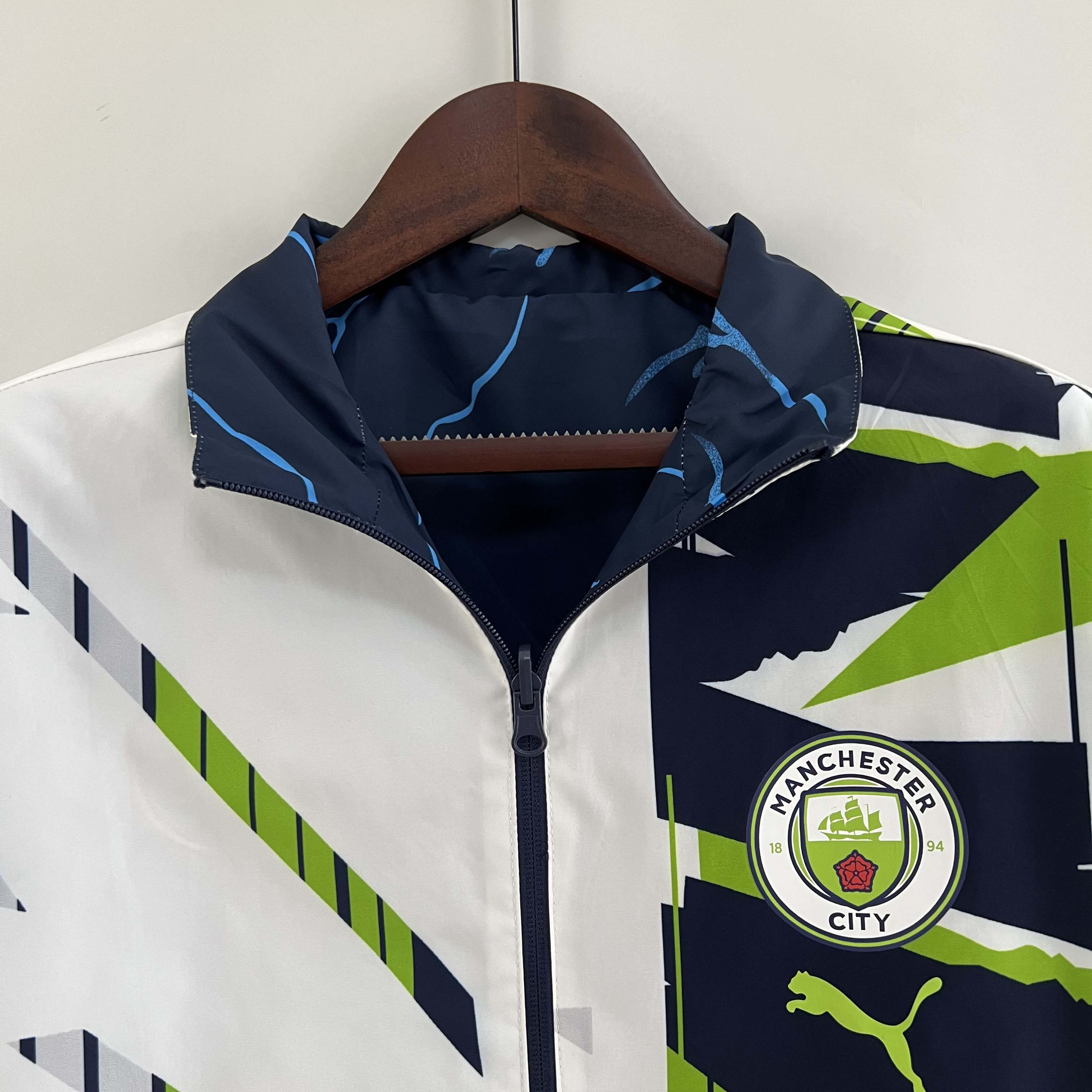 2023/2024 MCFC Reversible Windbreaker Navy blue Soccer Jersey 1:1 Thai Quality