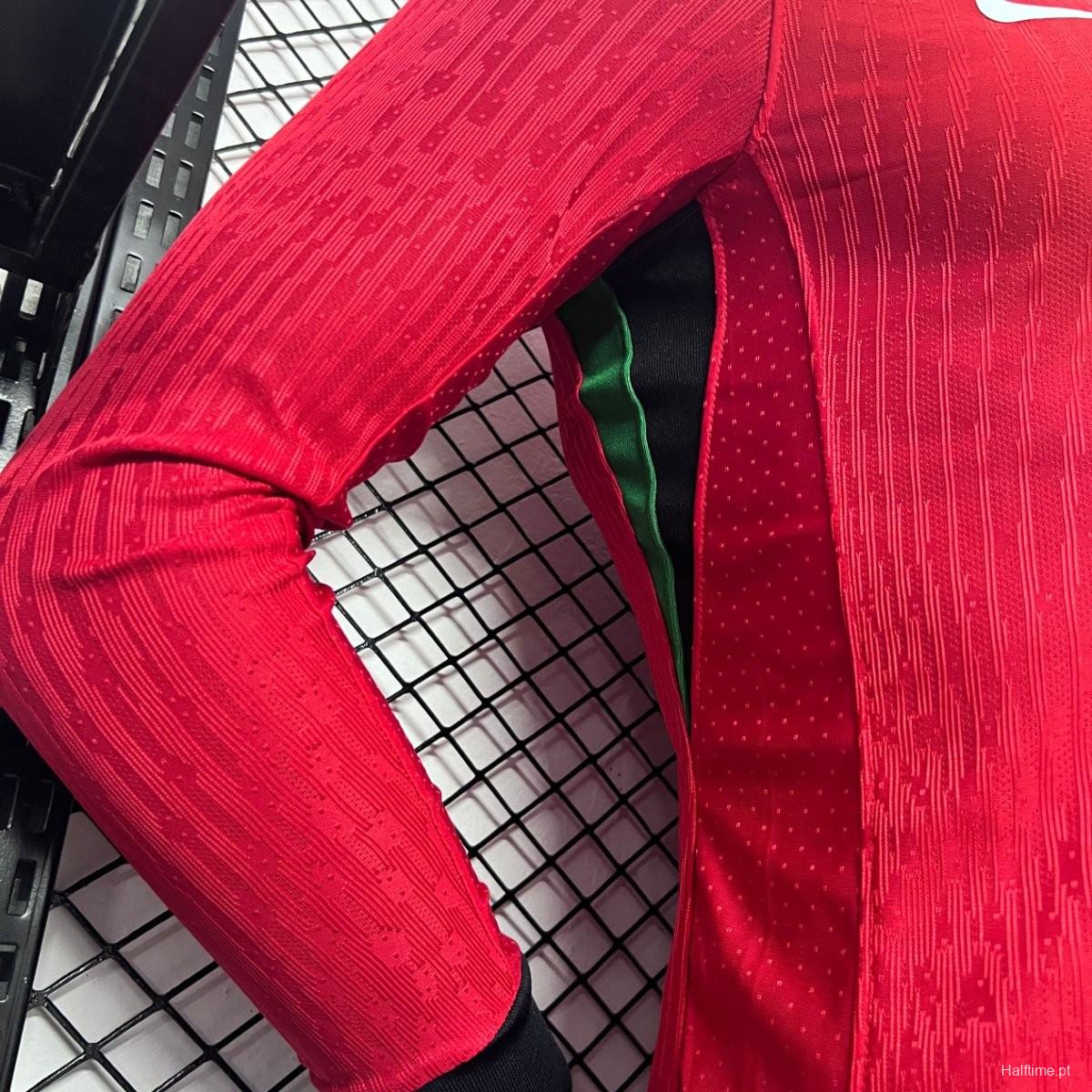 Player Version 2024 Portugal Home Long Sleeve Jersey 1:1 Thai Quality