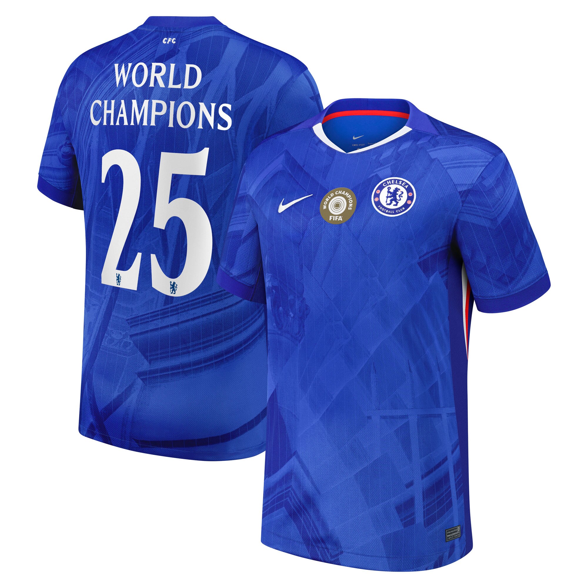 Player version Chelsea Cup Home Stadium Shirt 2025-26 with World Champions 25 chest badge