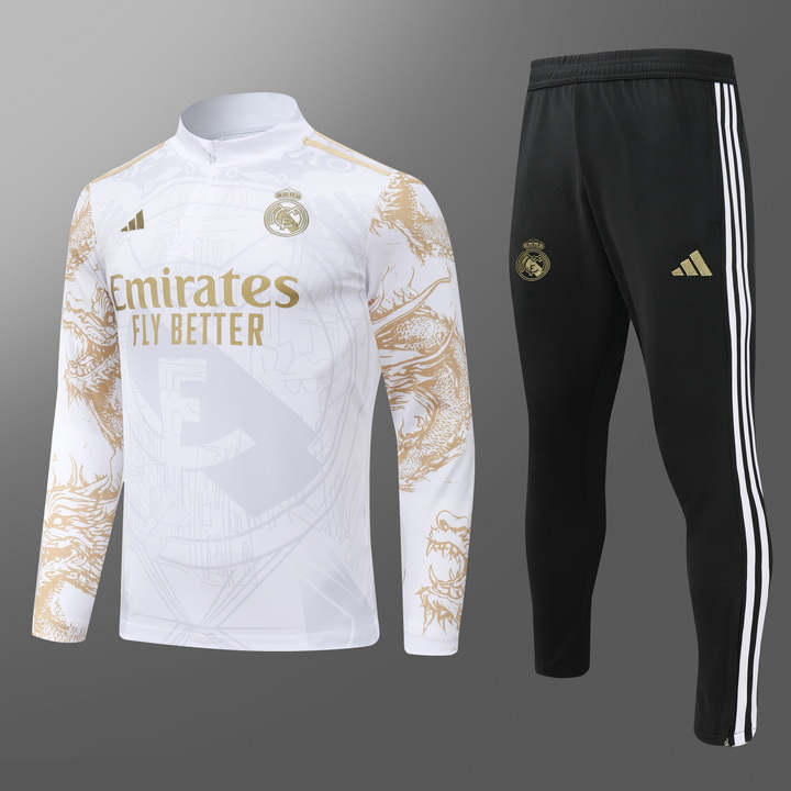 24/25 Real Madrid white print special edition half-pull training suit 1:1 Thai quality