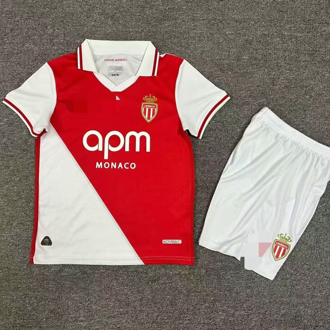 Kids Monaco Home Kit 24/25 Football Jersey 1:1 Thai quality