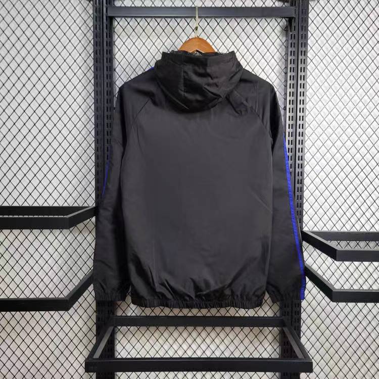 2024 Manchester United Windbreaker Black Color Bars Soccer Jersey