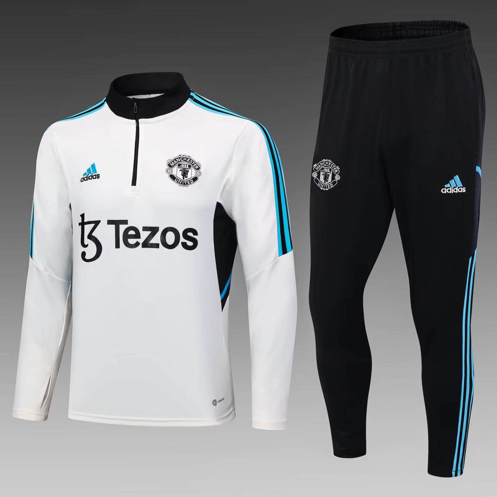 2023/2024 Man Utd Half-Pull Training Suit Off-White Football Shirt 1:1 Thai Quality Set