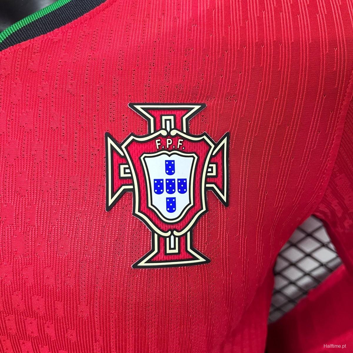 Player Version 2024 Portugal Home Long Sleeve Jersey 1:1 Thai Quality