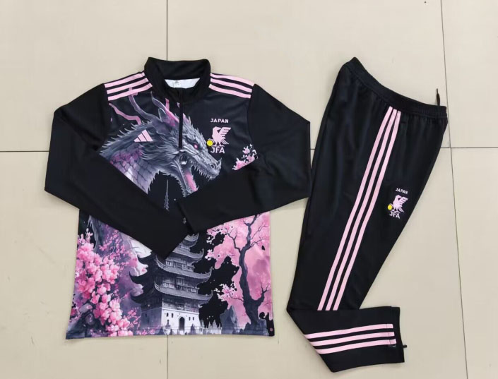 Kids 24/25 Japan black print Training suit set 1:1 Thai quality