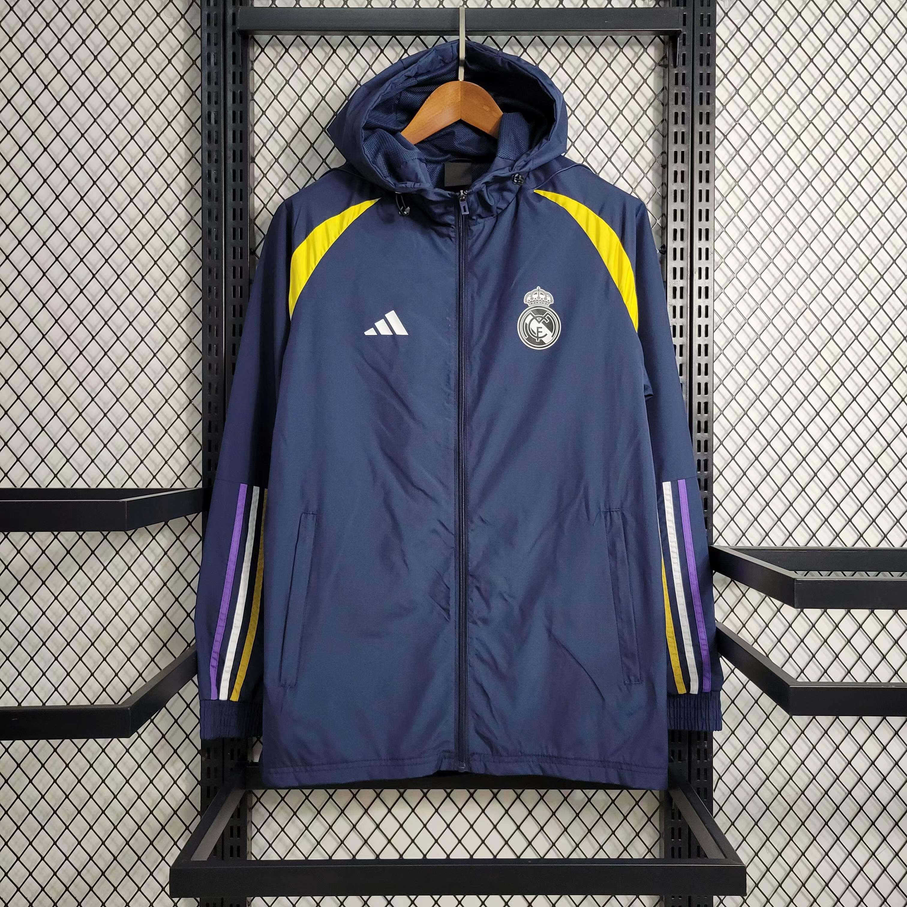 2023/2024 Real Madrid Windbreaker Hooded Jersey Royal Blue