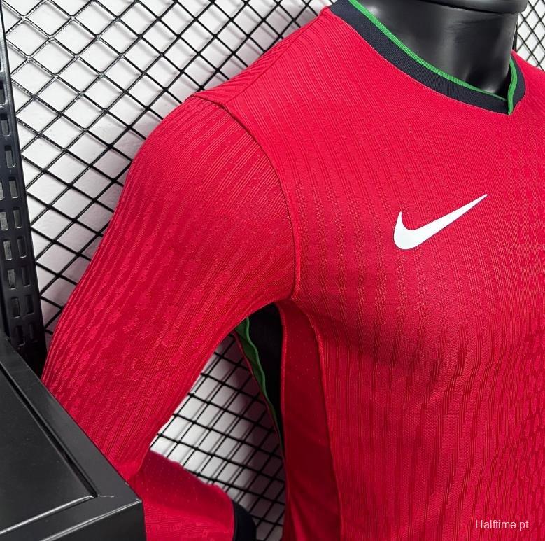 Player Version 2024 Portugal Home Long Sleeve Jersey 1:1 Thai Quality