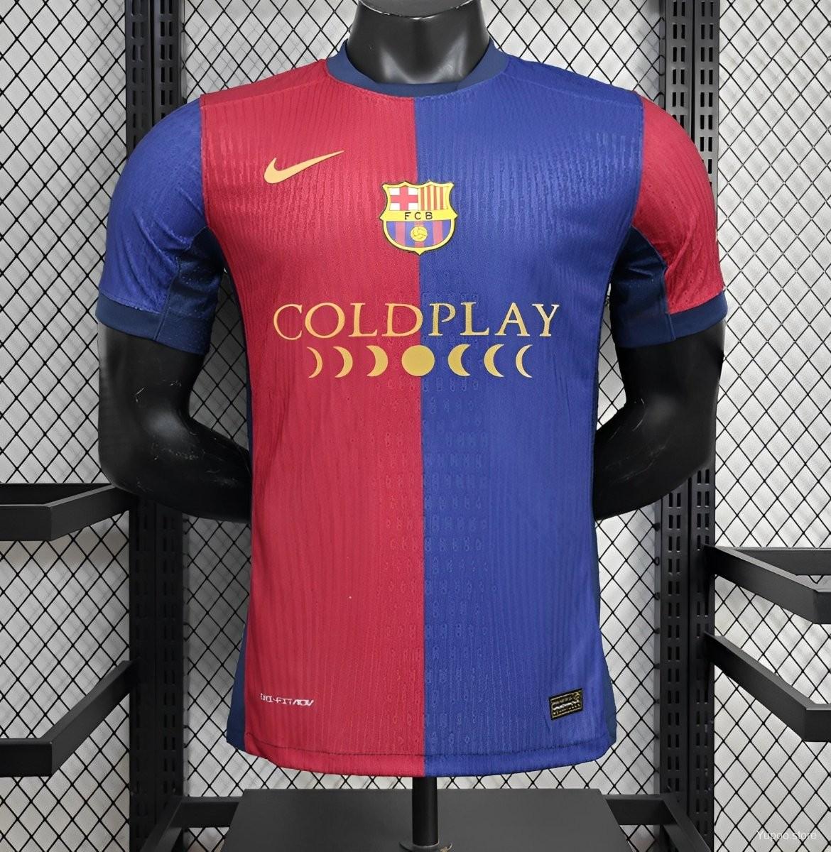 Player Version 24/25 Barcelona Coldplay Home Special Jersey 1:1 Thai Quality