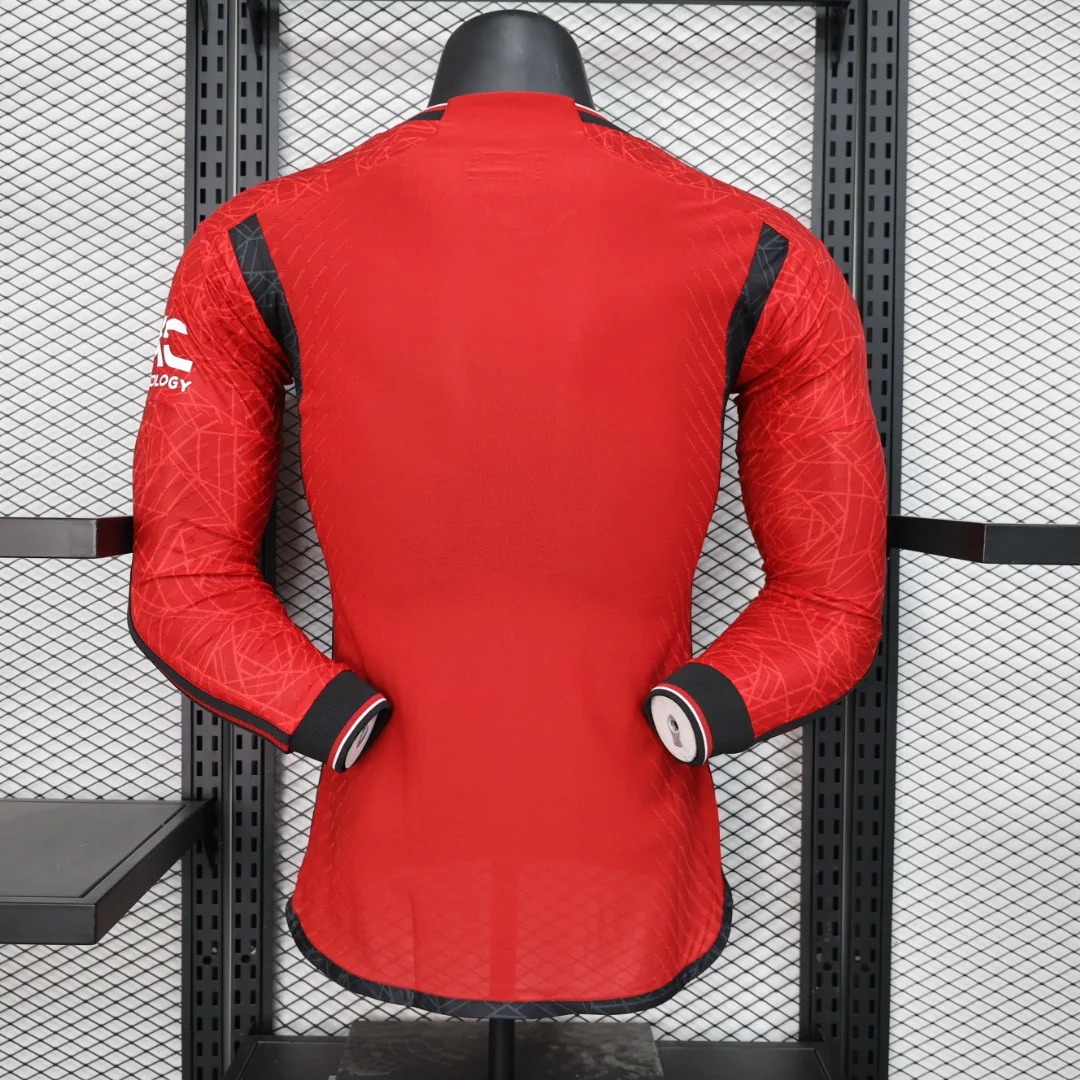 2023/2024 Long Sleeve Player Version Man Utd Home Football Shirt 1:1 Thai Quality