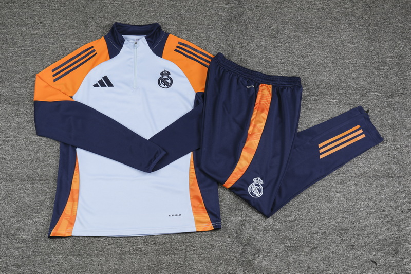 24/25 Real Madrid blue half-zip training suit 1:1 Thai quality