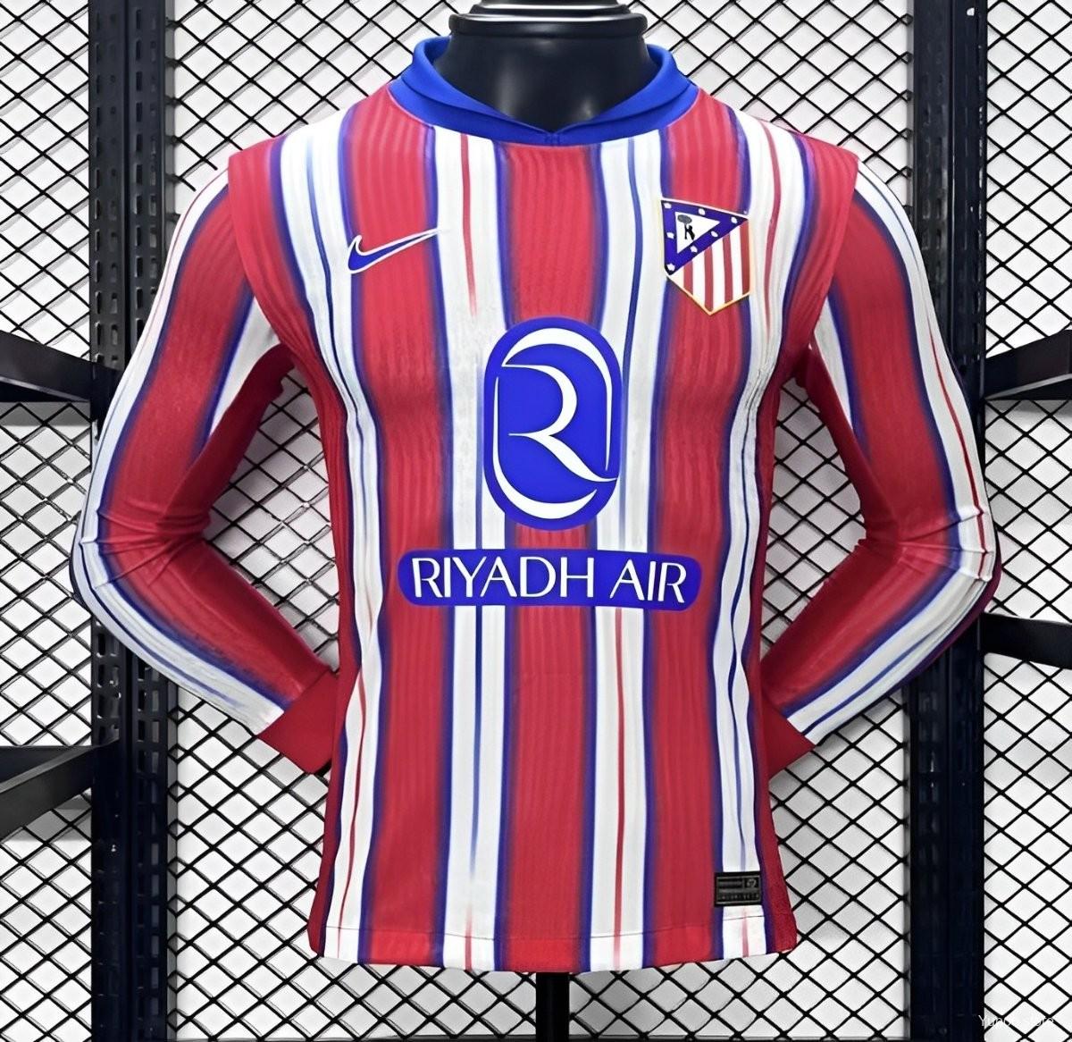 Player Version 24/25 Atletico Madrid Home Long Sleeve Jersey 1:1 Thai Quality