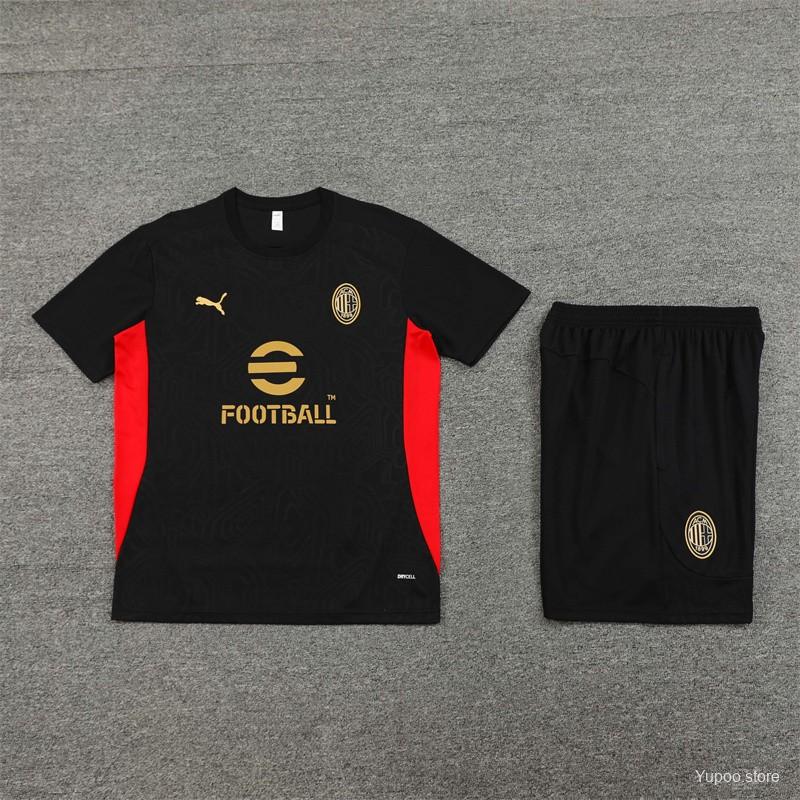 24/25 AC Milan Black Short Sleeve Jersey+Shorts 1:1 Thai quality