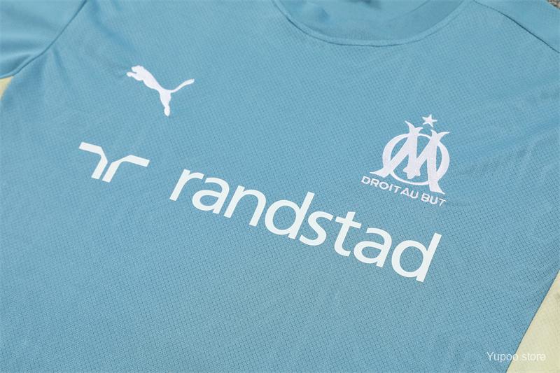 24/25 Olympique Marseille Blue Short Sleeve Jersey+Shorts  1:1 Thai quality