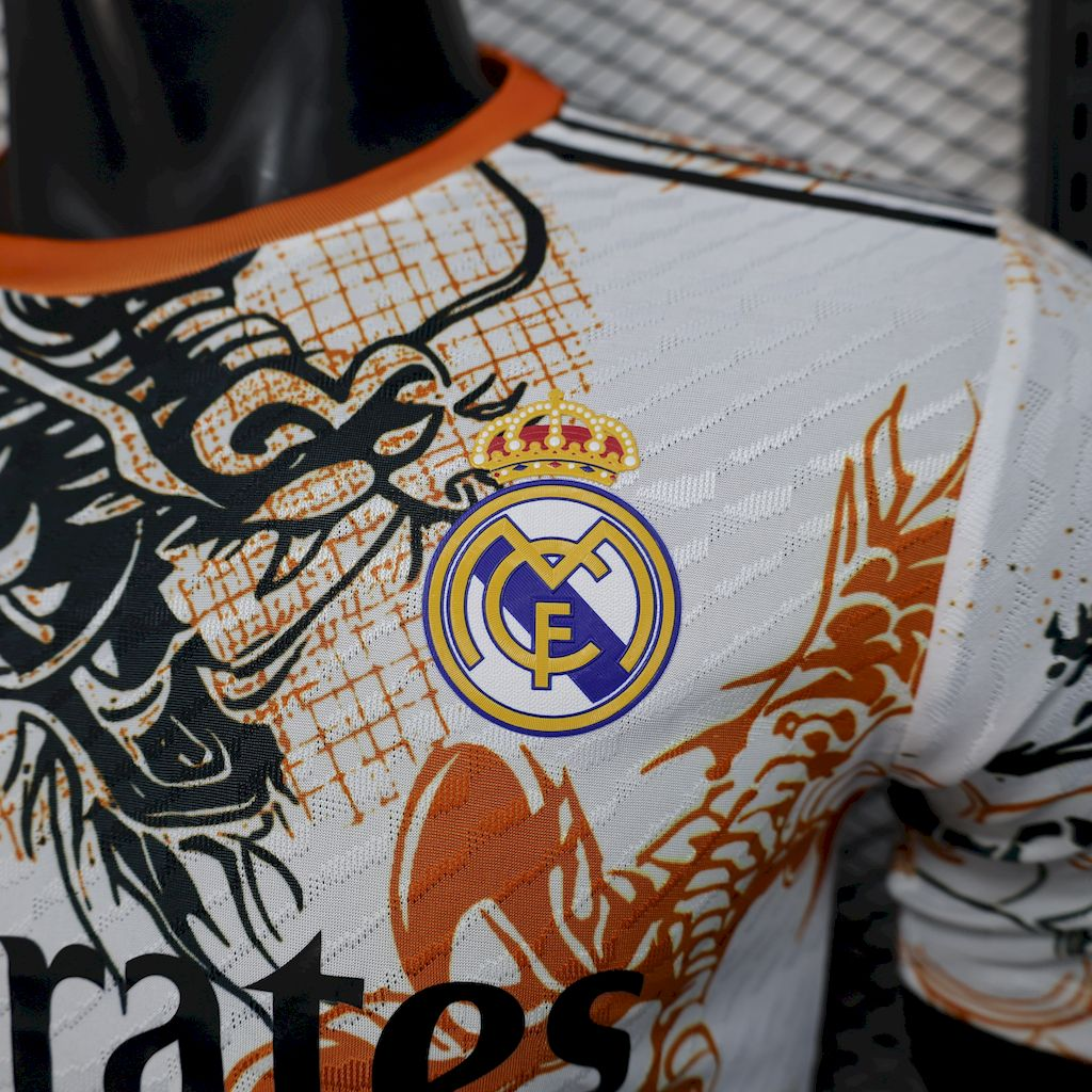 Real Madrid 2025/26 Black and white dragon version Jersey Player Version