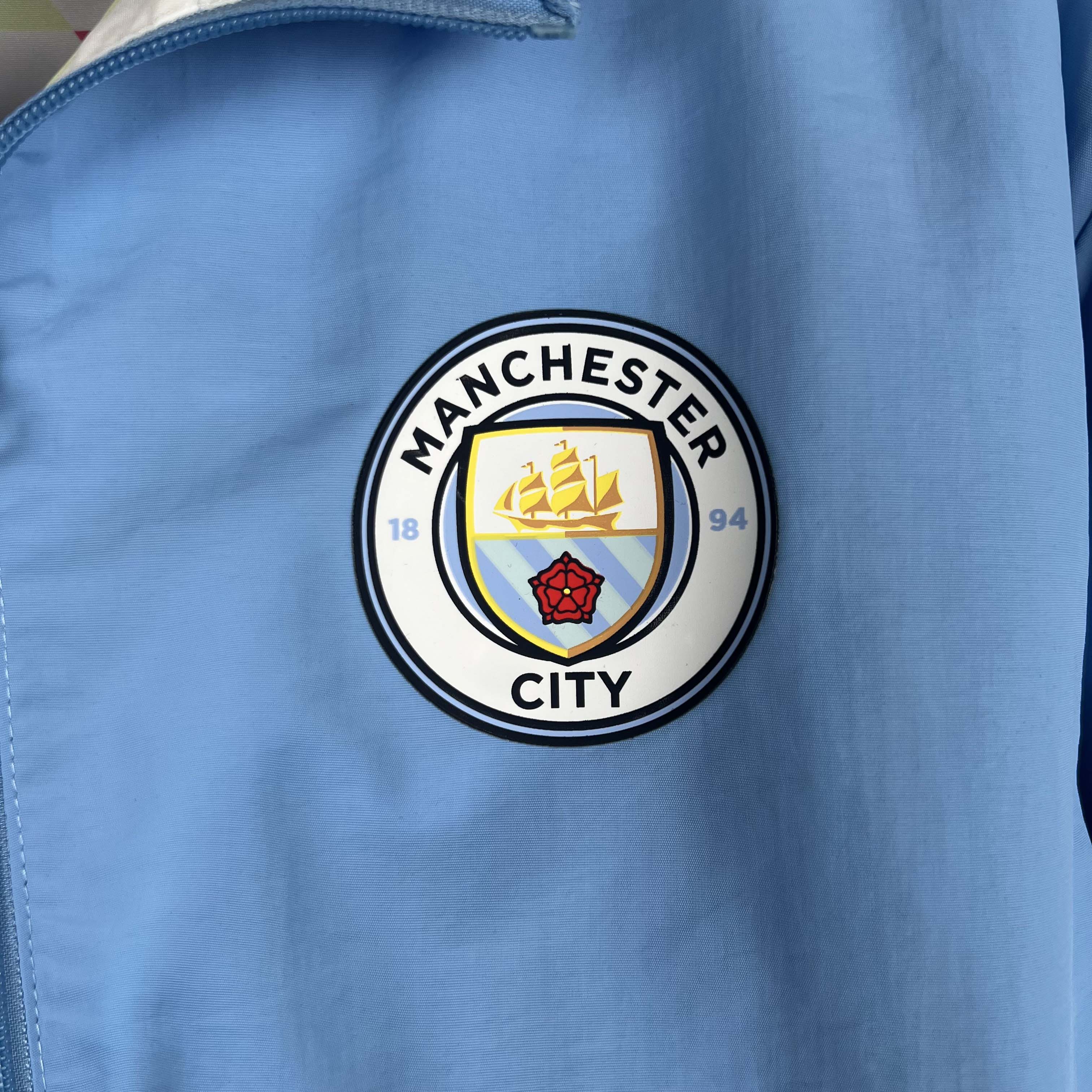 2023/2024 MCFC Reversible Windbreaker Blue Soccer Jersey 1:1 Thai Quality