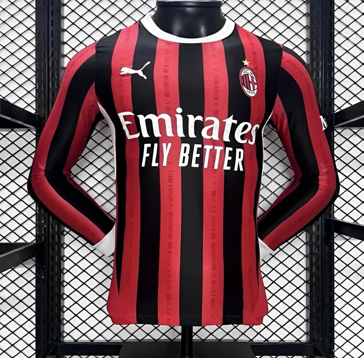 Player Version 24/25 AC Milan Home Long Sleeve Jersey 1:1 Thai quality