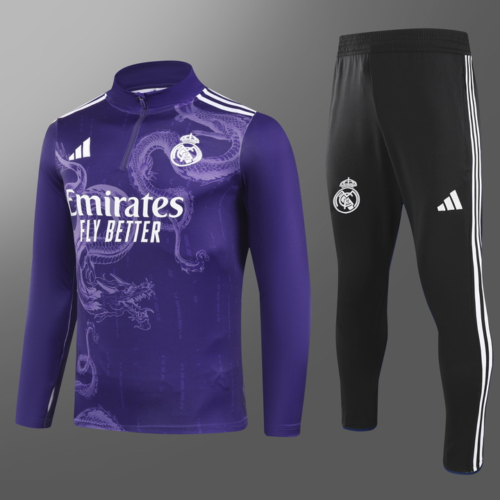 24/25 Real Madrid purple special edition half-pull training suit 1:1 Thai quality