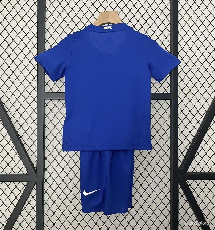 Retro 24/25 Kids Man Utd Third Blue Jersey 1:1 Thai Quality Kids Size