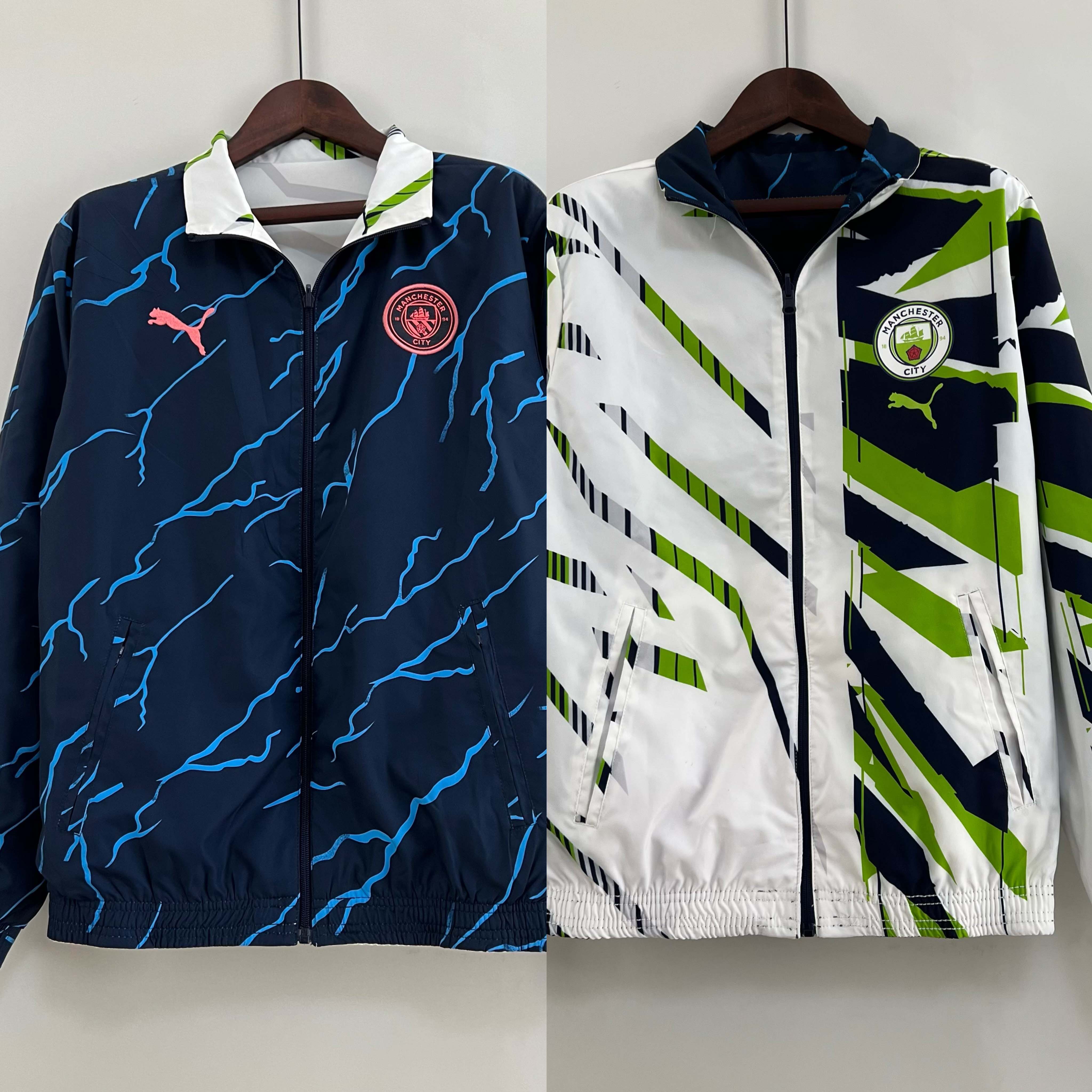 2023/2024 MCFC Reversible Windbreaker Navy blue Soccer Jersey 1:1 Thai Quality