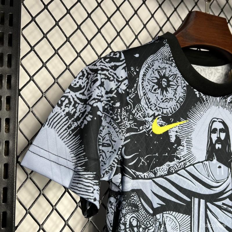 2024 Kids Brazil Christ The Redeemer Grey Special Jersey 1:1 Thai Quality