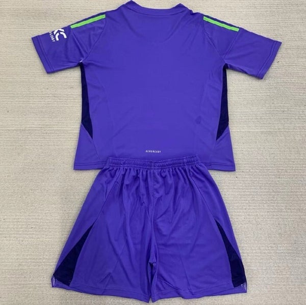 Kids Man Utd Purple Goalkeeper Kit 24/25 Football Jersey 1:1 Thai quality