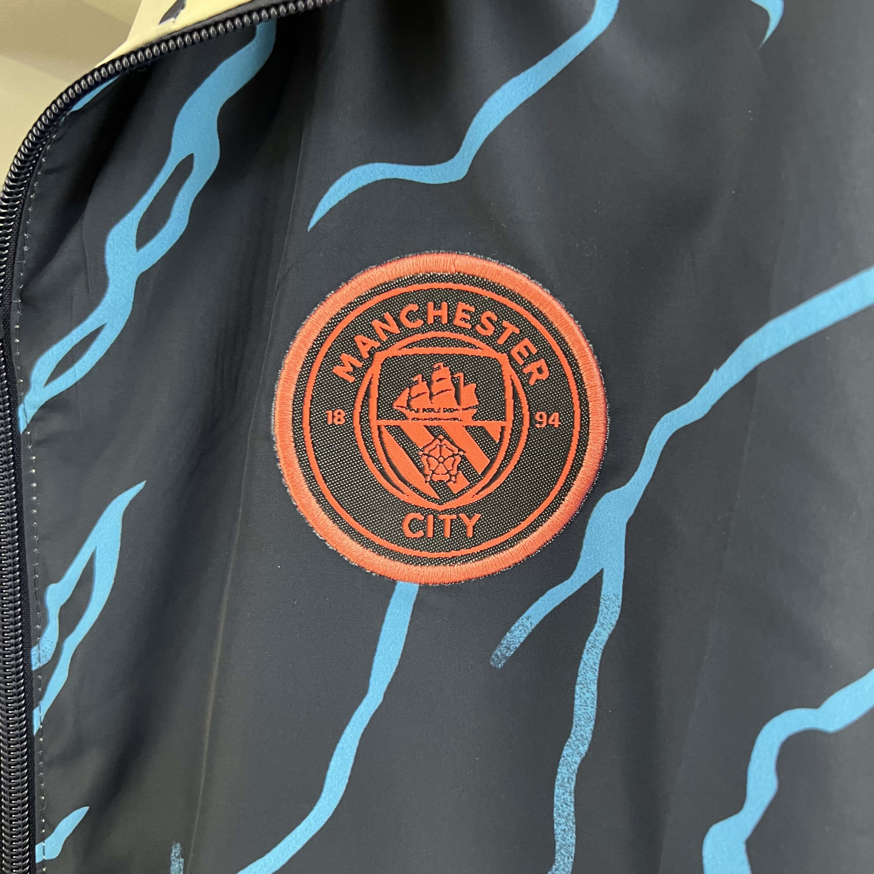 2023/2024 MCFC Reversible Windbreaker Navy blue Soccer Jersey 1:1 Thai Quality