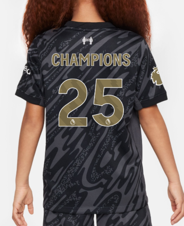 Kids Liverpool 24-25 Premier League Champions 25 Black GK Kit 1:1 Thai Quality