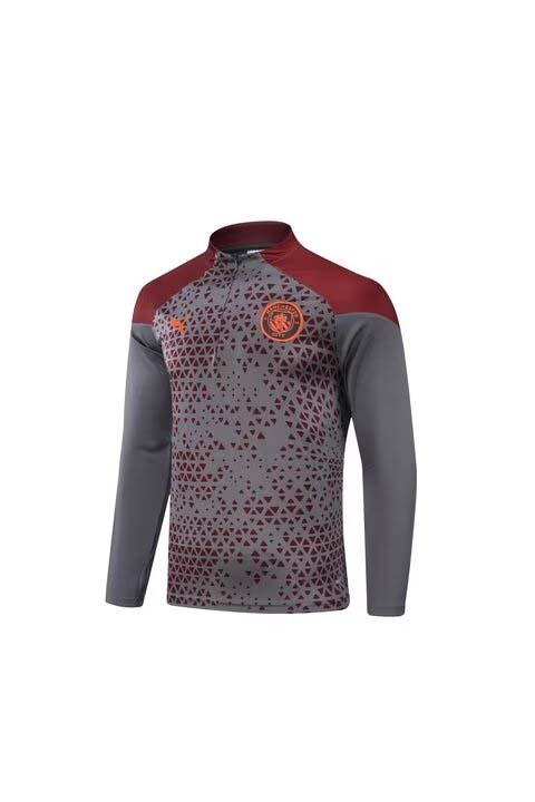 2023/2024 MCFC Half-Pull Training Suit Gray Football Shirt 1:1 Thai Quality Set