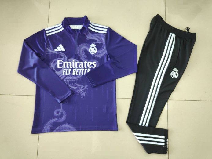 24/25 Real Madrid purple special edition half-pull training suit 1:1 Thai quality