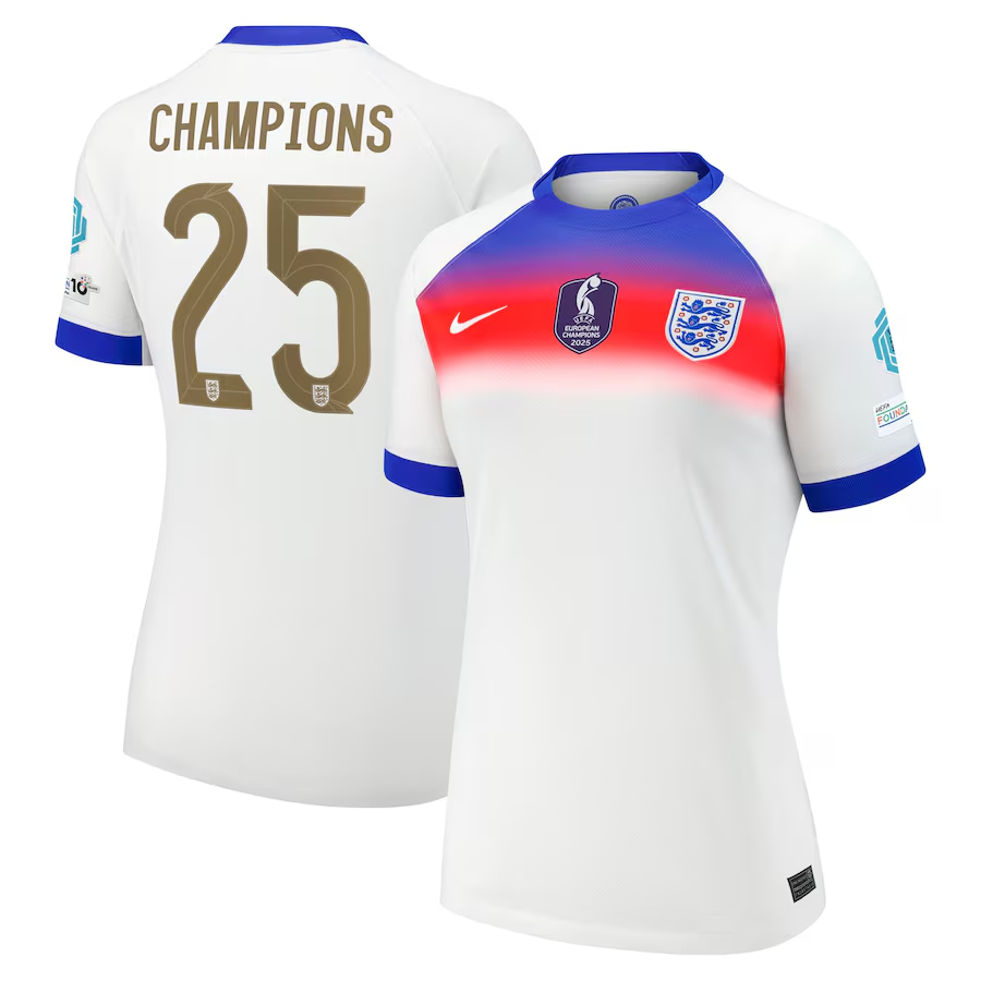 England Lionesses Home Stadium Shirt 2025 - Womens with Champions 25 printing